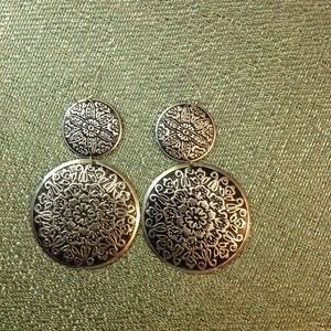 Silver and Black Dangling Earrings